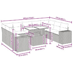 vidaXL Salon de jardin 10 pcs avec coussins marron résine tressée pas cher