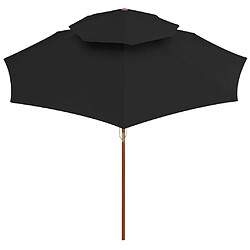 Avis Helloshop26 Parasol double avec mât en bois 270 cm noir 02_0008442