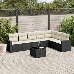 Maison Chic Ensemble Tables et chaises d'extérieur 8 pcs avec coussins,Salon de jardin noir résine tressée -GKD654276