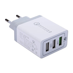 Wewoo Pour iPhone, iPad, Samsung, HTC, Sony, Nokia, LG et autres smartphones 3 ports USB 3A + 2.4A + 2.4A chargeur rapide de voyage QC 3.0, prise de l'UE,