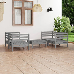 Maison Chic Salon de jardin 5 pcs - Table et chaises d'extérieur - Mobilier/Meubles de jardin Moderne Gris Bois de pin massif -MN19034