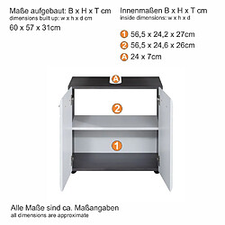 Trendteam Meuble sous vasque Line Blanc et argenté fumé pas cher