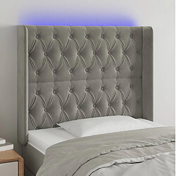 Maison Chic Tête de lit scandinave à LED,meuble de chambre Gris clair 103x16x118/128 cm Velours -MN19221