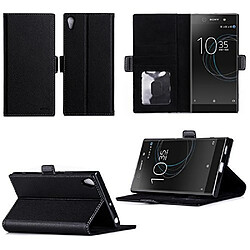 Sony Xperia L1 : Housse Portefeuille luxe noire Style Cuir avec stand - Etui noir coque de protection Sony L1 Ultra 2017 6 pouces Dual SIM avec porte cartes - Accessoires pochette XEPTIO : Exceptional case !