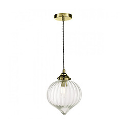 Luminaire Center Suspension Mya Laiton antique,verre 1 ampoule 25,5cm