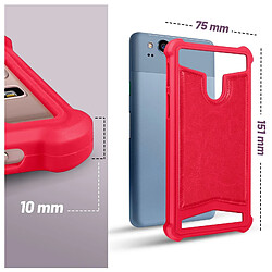 Avizar Coque Smartphone 5'' à 5.3'' Silicone Gel Coins Renforcés Dos Effet Cuir Fuchsia pas cher