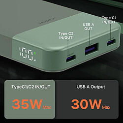 Acheter SANAG Juovl Power Bank Portable, 10000Mah 35W Chargement Rapide Avec La Technologie Pd 3.0 + Qc 4.0, 2 Entrees Et Sories Type-C, 1 Sortie Usb-A Batterie Compatible Pour Iphone, Macbook, Galaxy, Ipad (Vert)