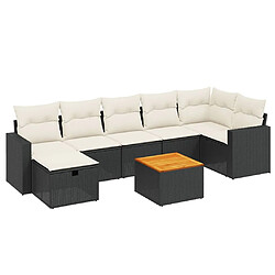 vidaXL Salon de jardin 8 pcs avec coussins noir résine tressée