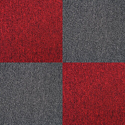 Monstershop 40 Dalles de 50cm x 50cm (10m²), Dalle de Moquette Couleur Charbon Noir & Rouge Écarlate