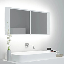 Maison Chic Armoire salle de bain,Meuble de rangement de salle de bain,Meuble haut à miroir LED Blanc 100x12x45 cm Acrylique -GKD101523