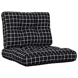 vidaXL Coussins de palette lot de 2 motif à carreaux noir tissu