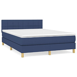 vidaXL Sommier à lattes de lit avec matelas Bleu 140x190 cm Tissu