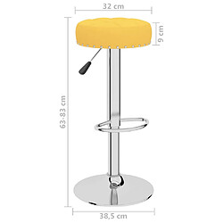 vidaXL Tabourets de bar lot de 2 jaune moutarde tissu pas cher