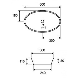 Acheter Karag Vasque ovale à poser sans trou DINE 60x36x11 cm