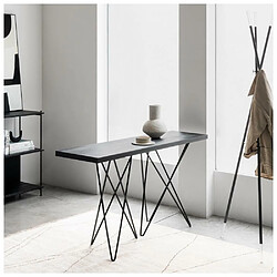 Inside 75 Table console extensible ouverture en livre HERMES pieds métal plateau noir largeur 140cm