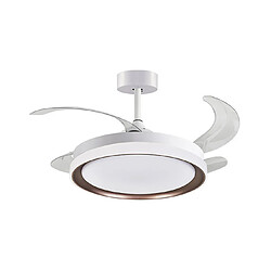 KIGALI MINI ventilateur de plafond blanc/marron 4 pales rétractables 48WLED 3000|4000|6000K H35xP91/40cm