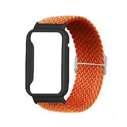 Bracelet en nylon élastique tressé pour votre Xiaomi Mi Band 7 Pro - orange/noir