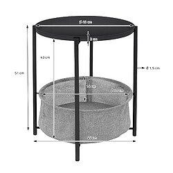 ML DESIGN MODERN LIVING Table d'appoint ronde Ø 46x51 cm Anthracite en métal avec plateau et panier en tissu ML-Design