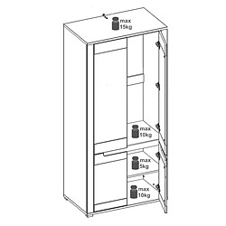 Dansmamaison Armoire 4 portes Chêne/Gris - CRACOVIE