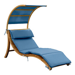 AXI chaise longue de jardin Salina en bois | Lit de jardin avec toit & coussin pour le jardin | Bain de soleil individuelle avec toit solaire résistant aux intempéries en bleu