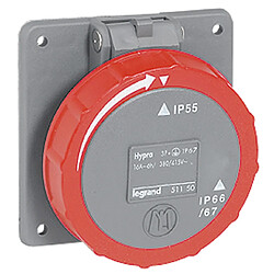 prise tableau 16 ampères 3p+n+t ip55 rouge - legrand hypra 51151