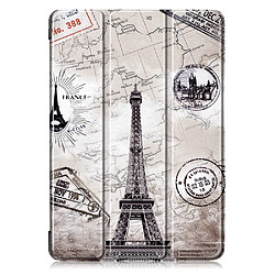 Etui en PU impression de modèle avec support tri-pliure tour Eiffel pour votre Apple iPad 10.2 (2019)