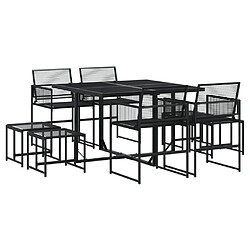 vidaXL Ensemble à manger de jardin 9 pcs Noir Résine tressée