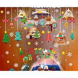 2PCS Décorations de Noël Décorations de Porte Verre Stickers Shop Windows Christmas Scène Décoration Arbre de Noël Stickers