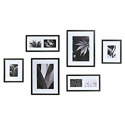 Cadre photo DKD Home Decor 33 x 2 x 45 cm Verre Noir Blanc/Noir Bois MDF (6 Pièces)