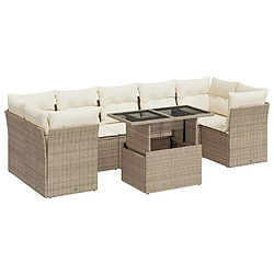 vidaXL Salon de jardin avec coussins 8 pcs beige résine tressée