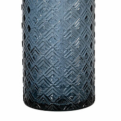 BigBuy Home Vase WE CARE Bleu verre recyclé 9 x 9 x 28 cm pas cher