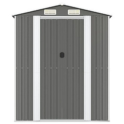 Helloshop26 Abri de jardin cabane cabanon maison de stockage remise extérieur hangar outils robuste clair 192 x 440 x 223 cm acier galvanisé gris 02_0022258