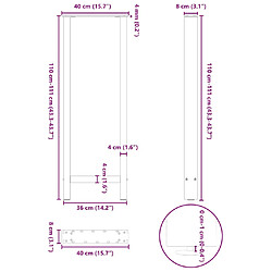 vidaXL Pieds de table basse noir 2 pcs 40x(110-111) cm acier pas cher