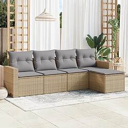 Maison Chic Salon de jardin avec coussins 5 pcs | Ensemble de Table et chaises | Mobilier d'Extérieur beige résine tressée -GKD58304