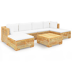 vidaXL Salon de jardin 7 pcs avec coussins Bois de teck solide