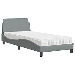 Vidaxl Lit avec matelas gris clair 90x200 cm tissu