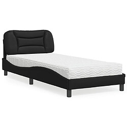 Vidaxl Lit avec matelas noir 90x190 cm similicuir