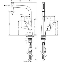 Mitigeur de cuisine HANSGROHE Talis Select M51 avec douchette extractible, 2jet aspect acier inox - 72823800