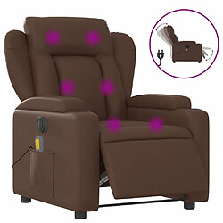 Maison Chic Fauteuil Relax pour salon, Fauteuil de massage inclinable électrique marron similicuir -GKD50641