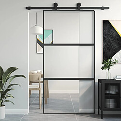 vidaXL Porte coulissante noir 102,5x205 cm verre trempé aluminium