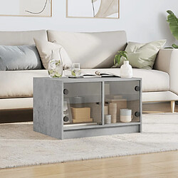 Avis Maison Chic Table basse pour salon | Table à café avec portes en verre gris béton 68x50x42 cm -GKD50056