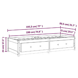 vidaXL Lit de jour sans matelas marron miel 75x190 cm bois pin massif pas cher