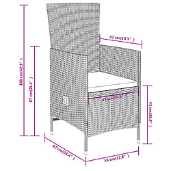 vidaXL Ensemble à manger de jardin avec coussins 9 pcs Beige pas cher