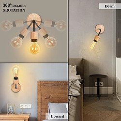 Avis Stoex (2X) Applique Murale Rétro Lampe Murale Moderne Applique Murale Interieur Lampe Murale Vintage Simple Noire E27 Appliques En Bois Et Métal