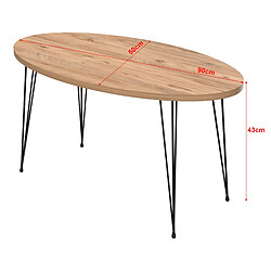 Helloshop26 Table basse ovale 43 x 90 x 50 cm naturel 03_0008512