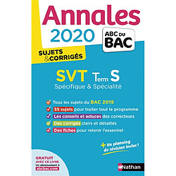 SVT terminale S spécifique & spécialité : annales bac 2020, sujets & corrigés - Occasion