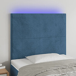 vidaXL Tête de lit à LED Bleu foncé 80x5x118/128 cm Velours