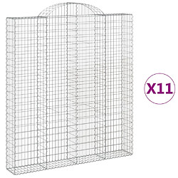 vidaXL Paniers à gabions arqués 11 pcs 200x30x220/240 cm fer galvanisé