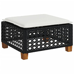 vidaXL Tabouret de jardin et coussin noir 63,5x56x32 cm résine tressée