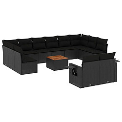 Maison Chic Salon de jardin avec coussins 13 pcs, Ensemble Tables et chaises de jardin, noir résine tressée -GKD682243